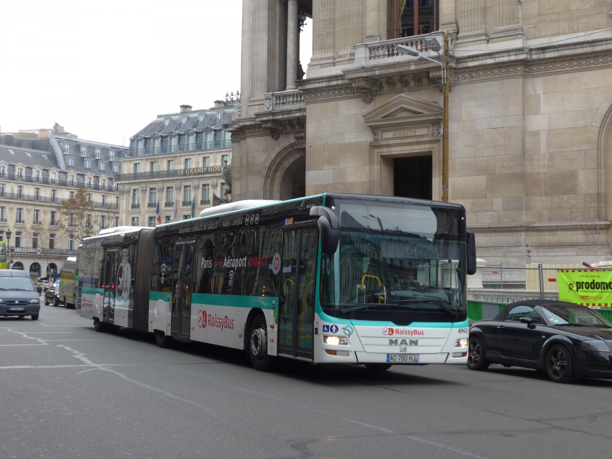 (166'946) - RATP Paris - Nr. 4963/AC 760 HJ - MAN am 16. November 2015 in Paris, Op�ra