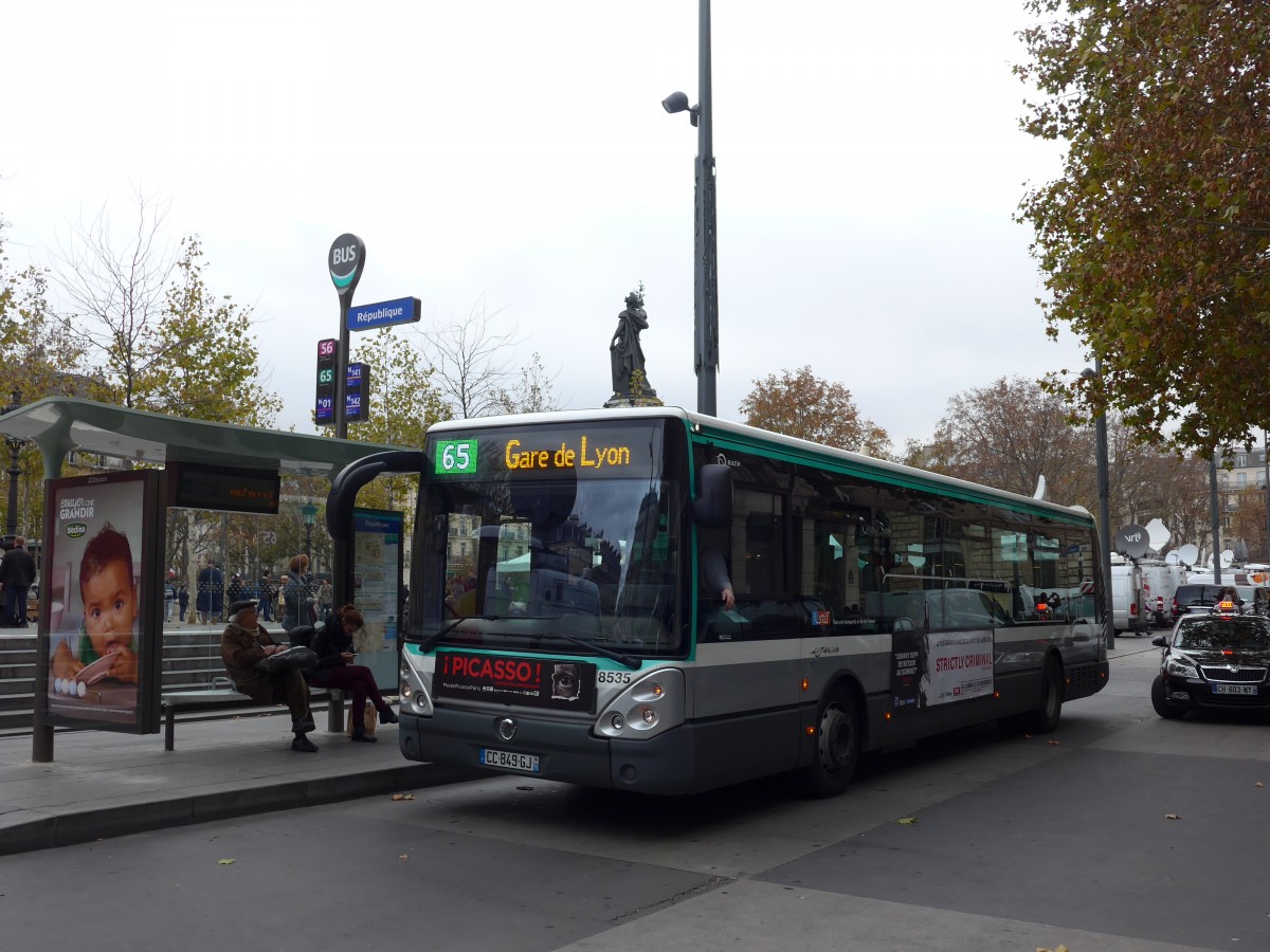 (166'964) - RATP Paris - Nr. 8535/CC 849 GJ - Irisbus am 16. November 2015 in Paris, R�publique