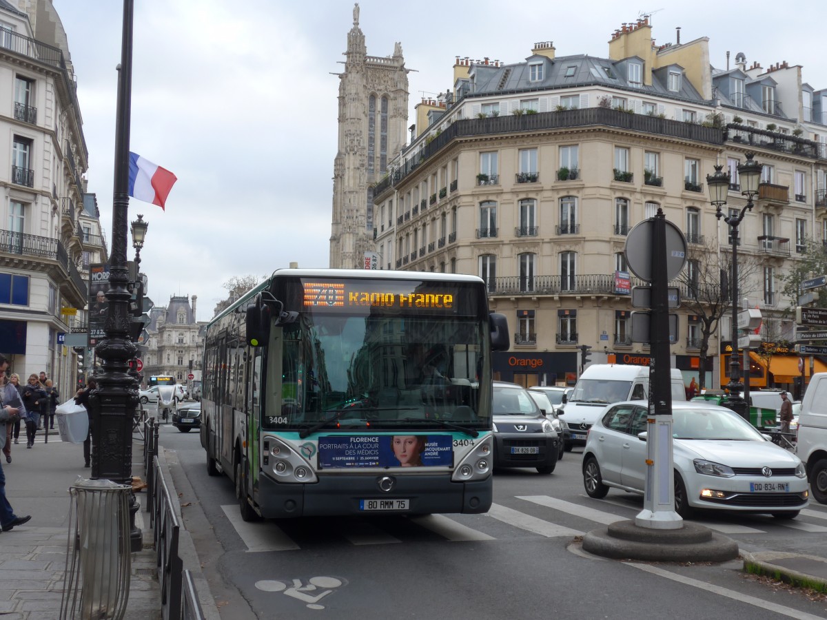 (167'360) - RATP Paris - Nr. 3404/80 RMM 75 - Irisbus am 18. November 2015 in Paris, Ch�telet