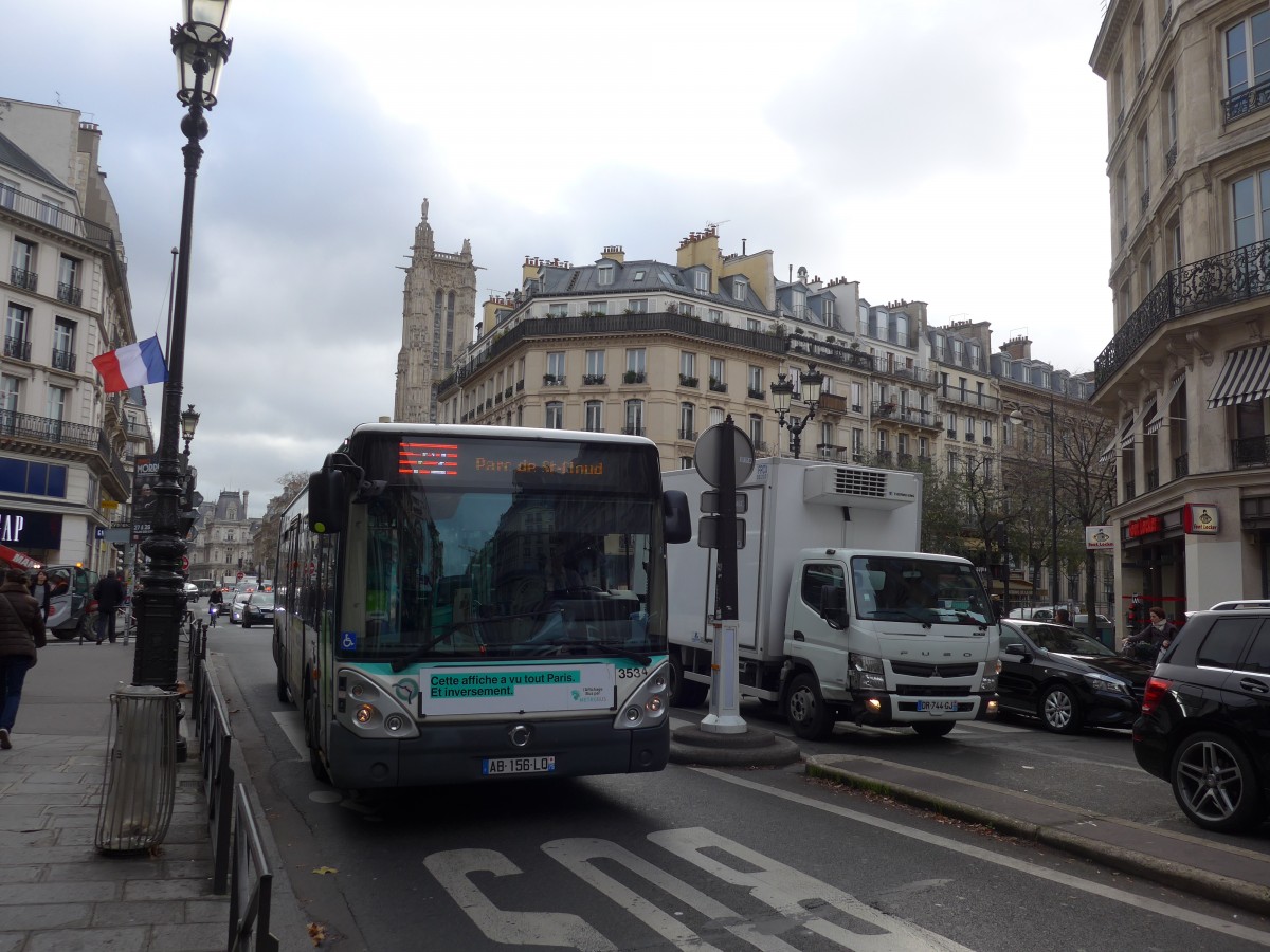 (167'363) - RATP Paris - Nr. 3534/AB 156 LQ - Irisbus am 18. November 2015 in Paris, Ch�telet