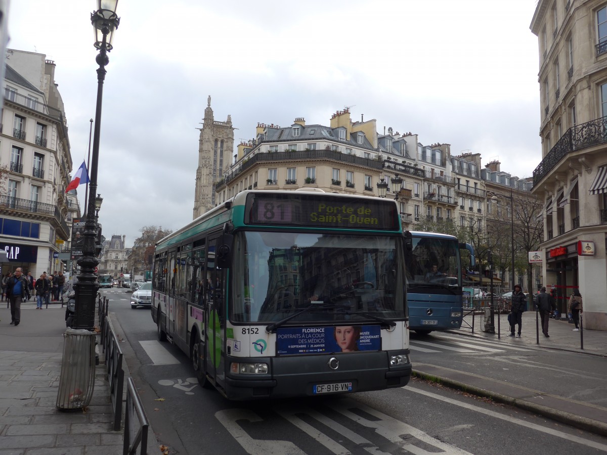 (167'373) - RATP Paris - Nr. 8152/CF 916 VN - Irisbus am 18. November 2015 in Paris, Ch�telet