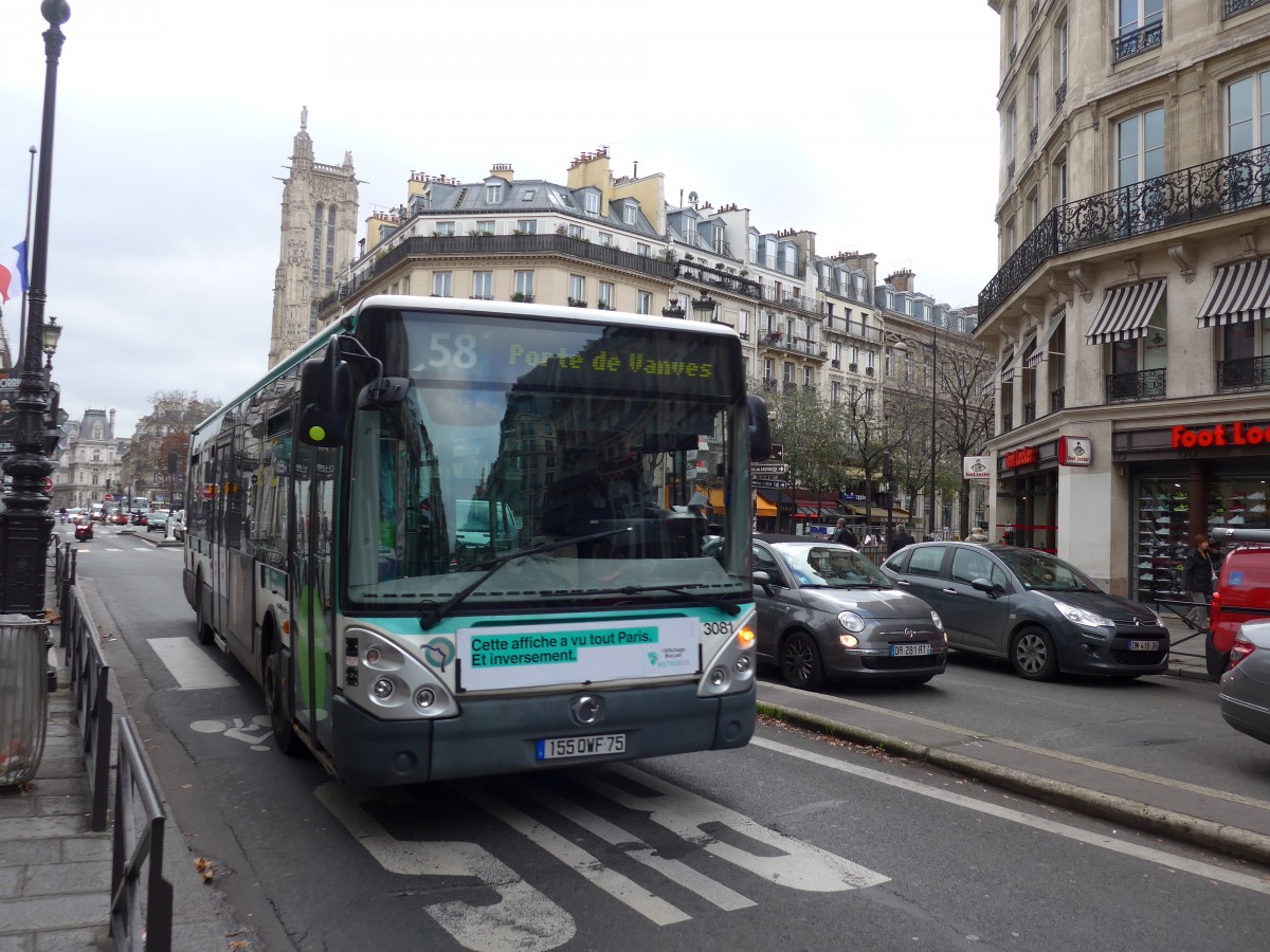 (167'376) - RATP Paris - Nr. 3081/155 QWF 75 - Irisbus am 18. November 2015 in Paris, Ch�telet