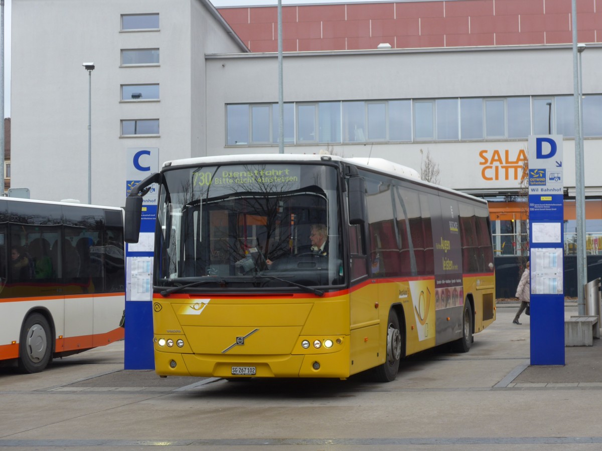(167'514) - Schmidt, Oberb�ren - SG 267'102 - Volvo (ex PostAuto Ostschweiz) am 25. November 2015 beim Bahnhof Wil