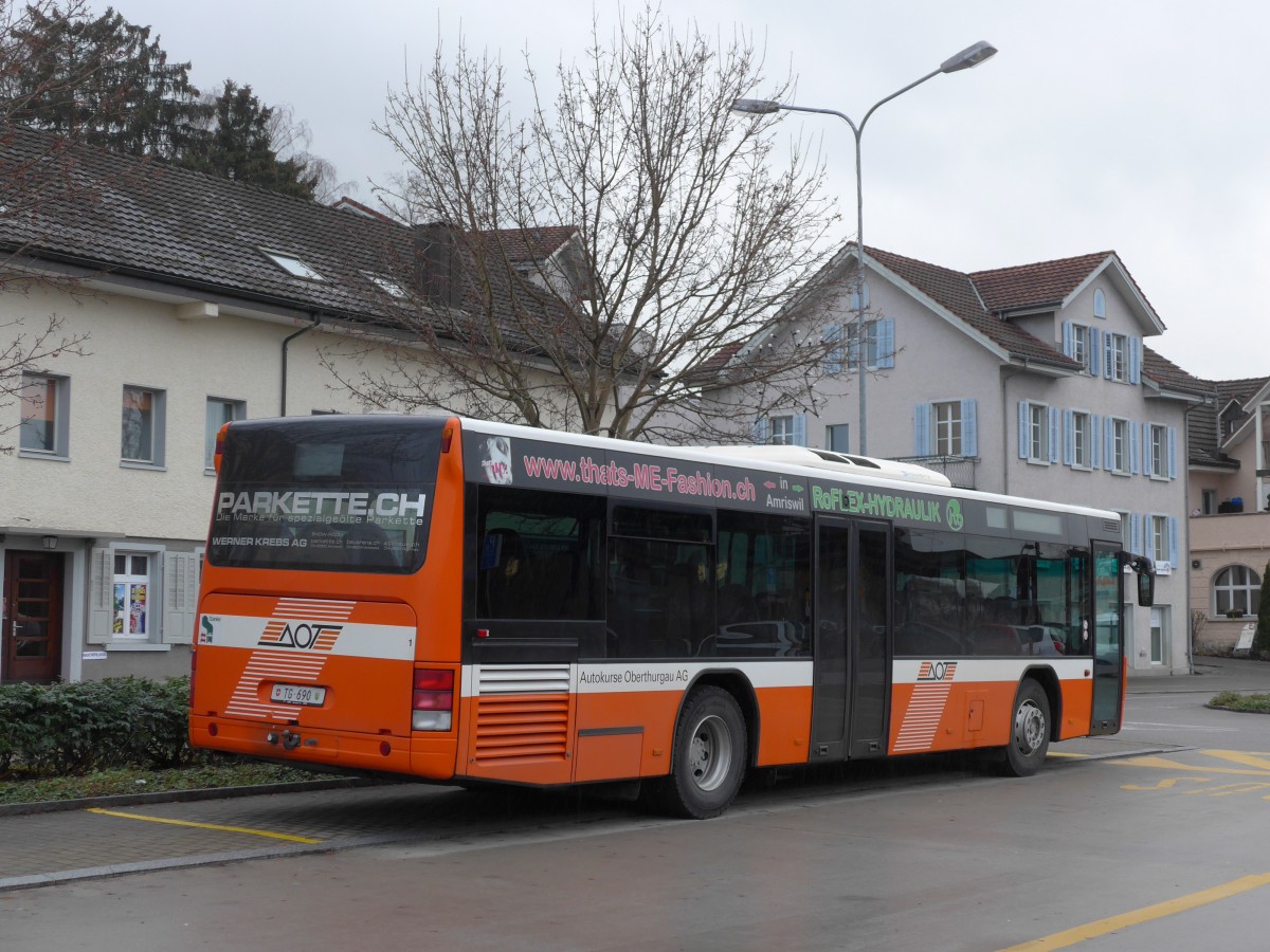 (167'531) - AOT Amriswil - Nr. 1/TG 690 - Neoplan (ex Vorf�hrfahrzeug) am 25. November 2015 beim Bahnhof Amriswil