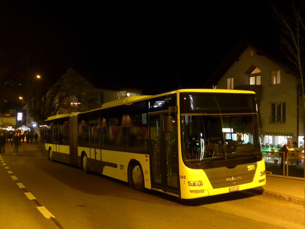 (167'731) - STI Thun - Nr. 145/BE 801'145 - MAN am 11. Dezember 2015 in Steffisburg, B�sbach