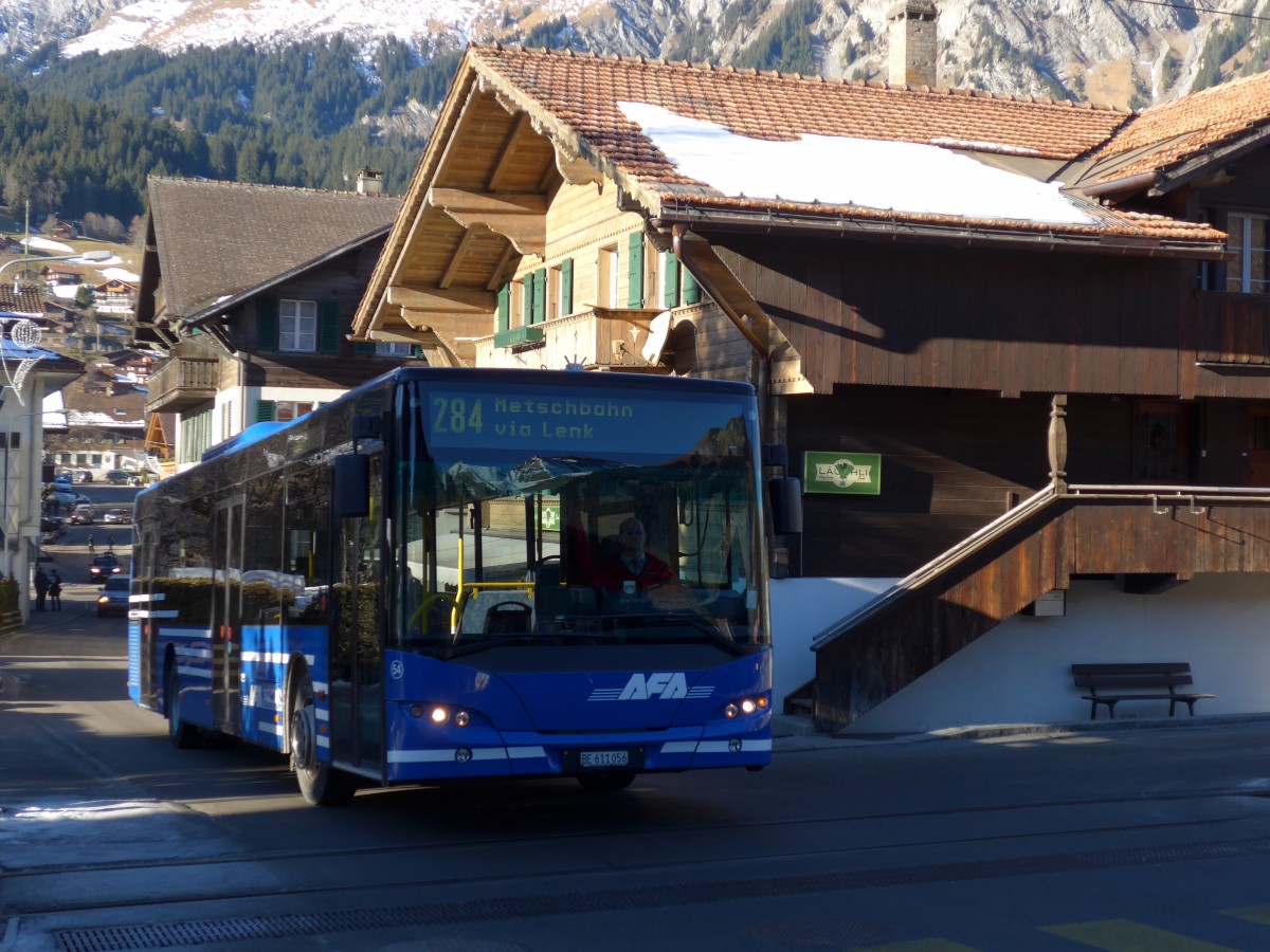 (168'049) - AFA Adelboden - Nr. 54/BE 611'056 - Neoplan (ex VBZ Z�rich Nr. 243) am 27. Dezember 2015 beim Bahnhof Lenk