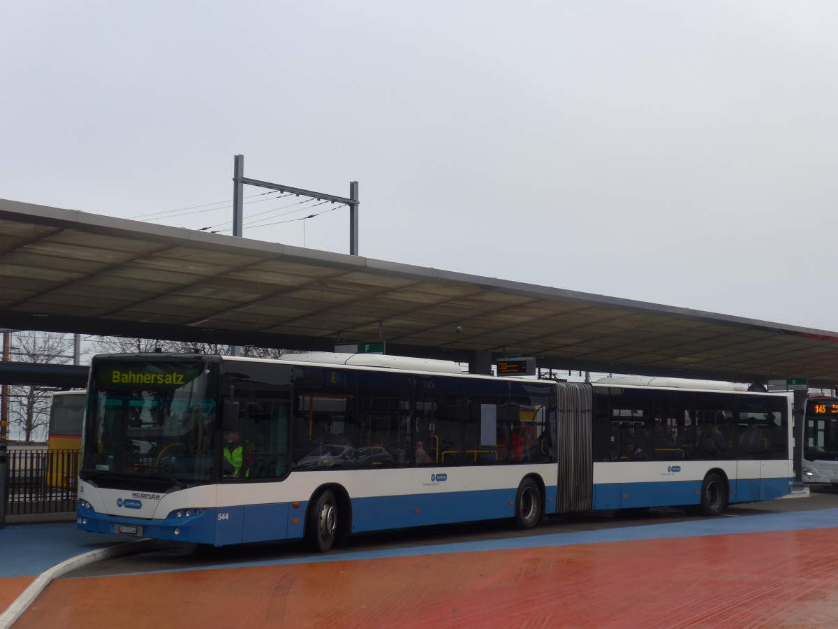 (168'195) - VBZ Z�rich - Nr. 544/ZH 730'544 - Neoplan am 1. Januar 2016 beim Bahnhof Horgen