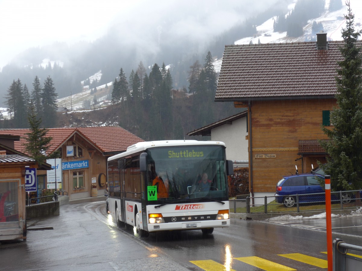 (168'406) - Tritten, Zweisimmen - Nr. 52/BE 26'971 - Setra (ex Interbus, Yverdon Nr. 52; ex AAGL Liestal Nr. 63) am 9. Januar 2016 in Adelboden, M�hleport