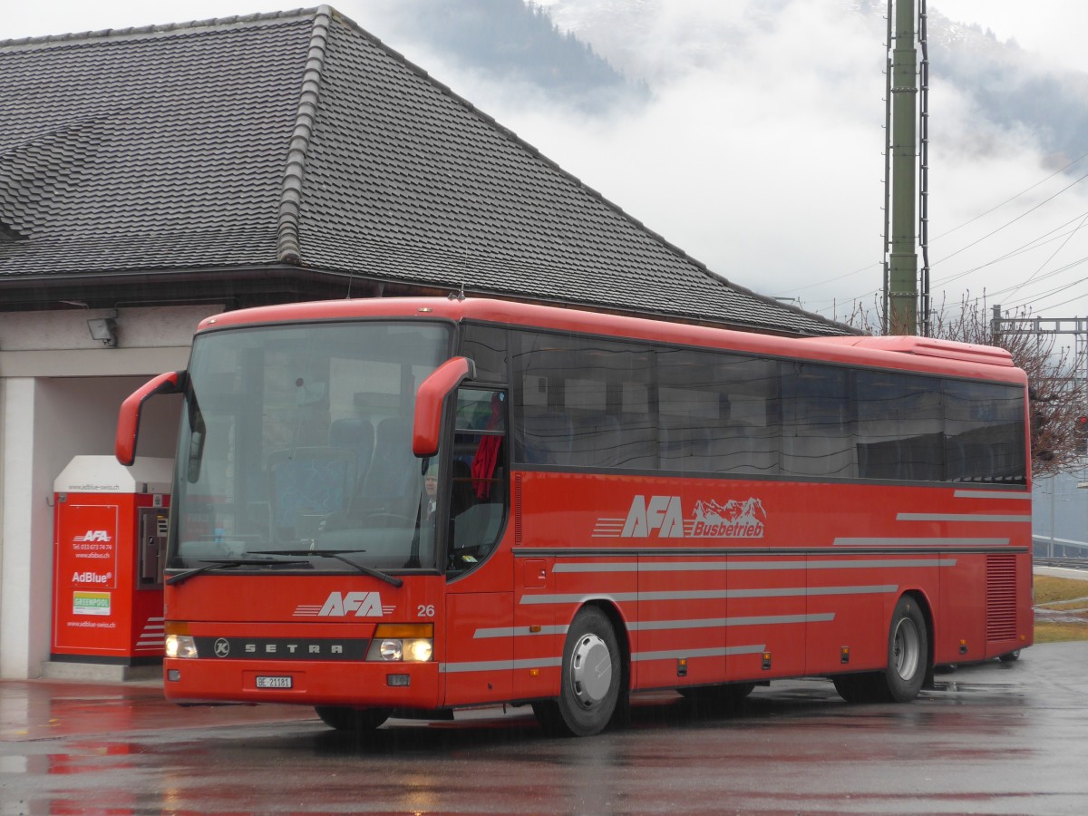 (168'415) - AFA Adelboden - Nr. 26/BE 21'181 - Setra (ex Nr. 16; ex Fr�hlich, D-Ludwigshafen/Rhein) am 9. Januar 2016 beim Bahnhof Frutigen