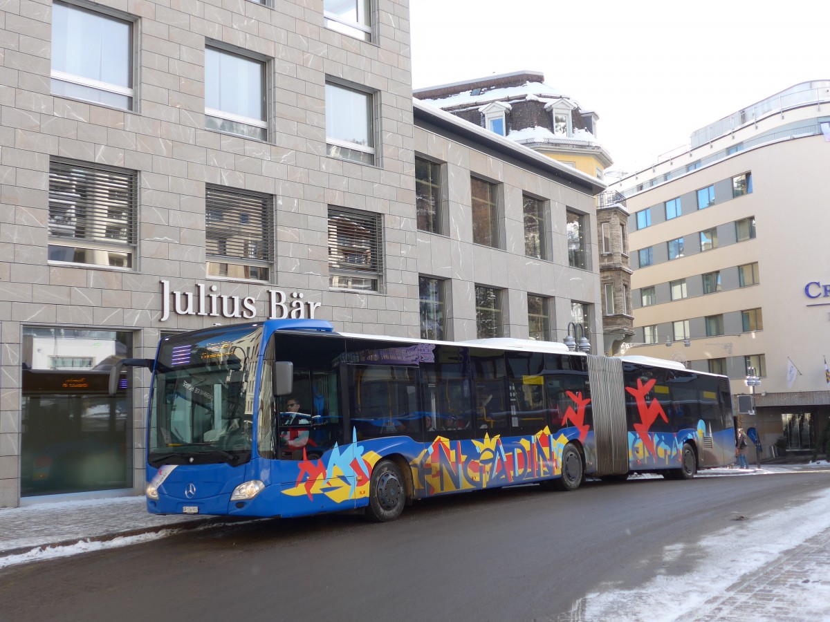 (168'514) - SBC Chur - Nr. 92/GR 156'992 - Mercedes (ex VZO Gr�ningen Nr. 151; ex Vorf�hrfahrzeug) am 23. Januar 2016 in St. Moritz, Schulhausplatz