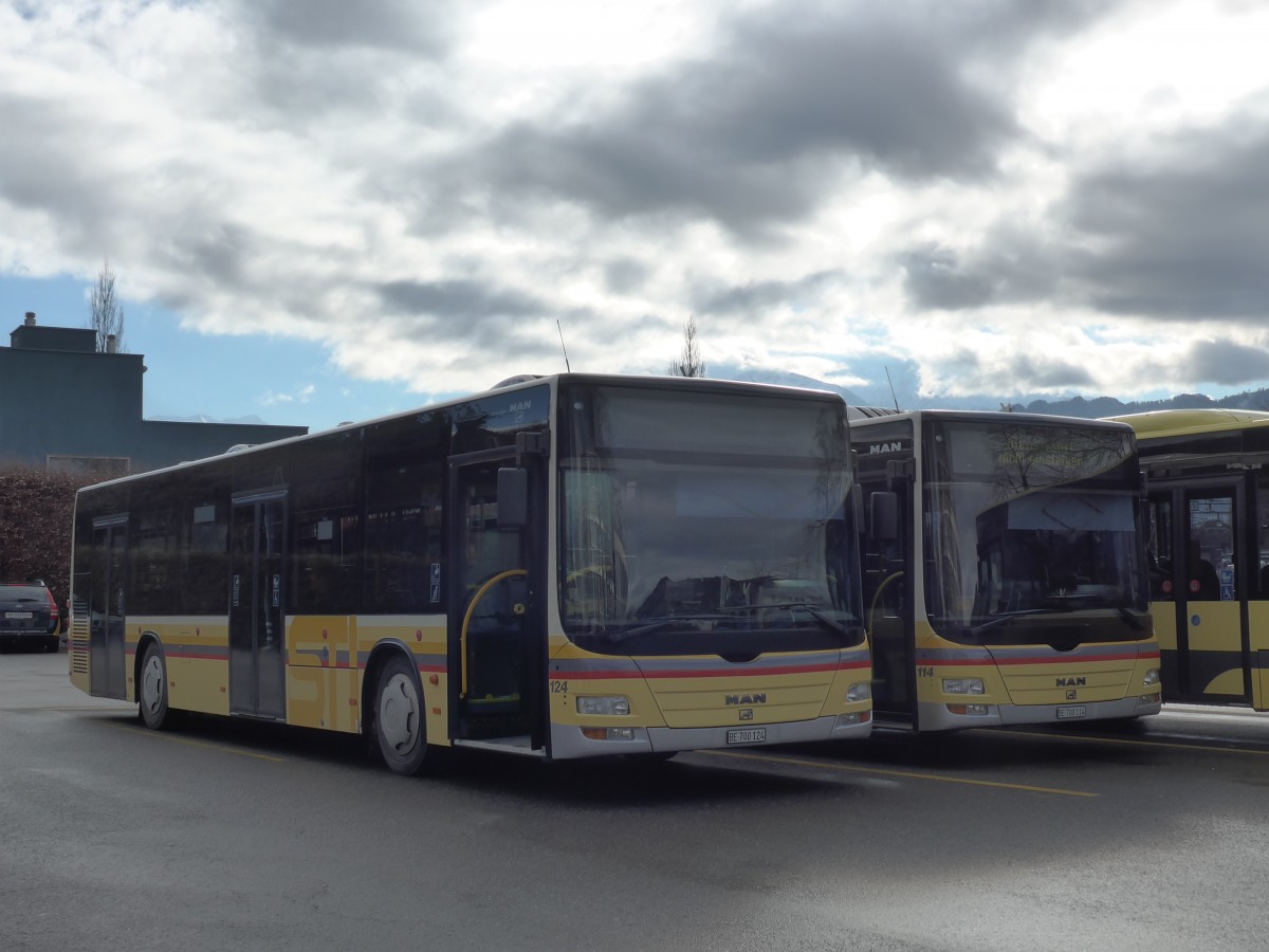 (168'586) - STI Thun - Nr. 124/BE 700'124 - MAN am 29. Januar 2016 bei der Schiffl�ndte Thun