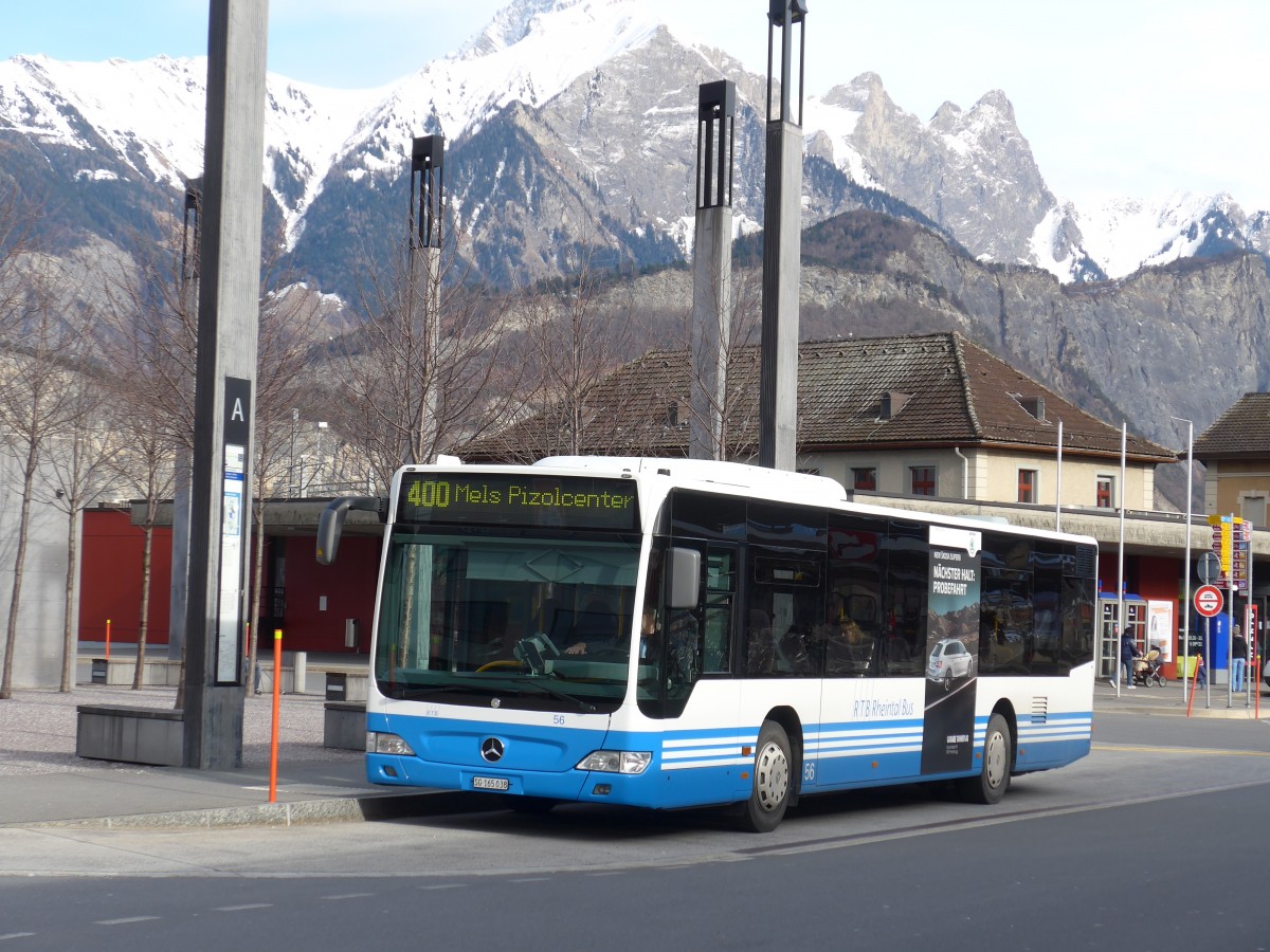 (169'000) - RTB Altst�tten - Nr. 56/SG 165'038 - Mercedes am 27. Februar 2016 beim Bahnhof Sargans