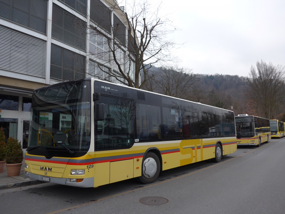 (169'010) - STI Thun - Nr. 129/BE 800'129 - MAN am 29. Februar 2016 bei der Schiffl�ndte Thun