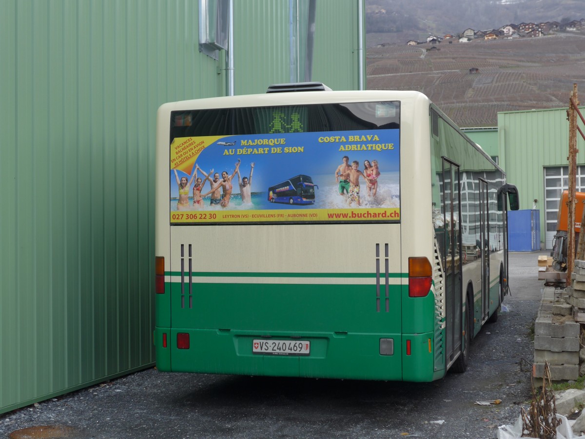 (169'050) - Buchard, Leytron - VS 240'469 - Mercedes (ex TPM Morges Nr. 60; ex TPL Lugano Nr. 3) am 6. M�rz 2015 in Leytron, Garage