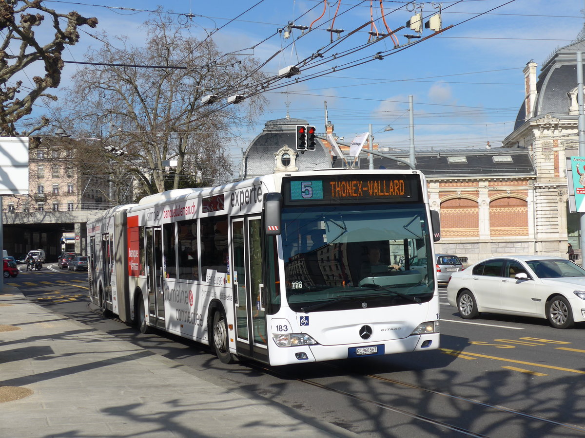 (169'105) - TPG Gen�ve - Nr. 183/GE 960'567 - Mercedes am 7. M�rz 2016 in Gen�ve, Place des Vingt-Deux-Cantons