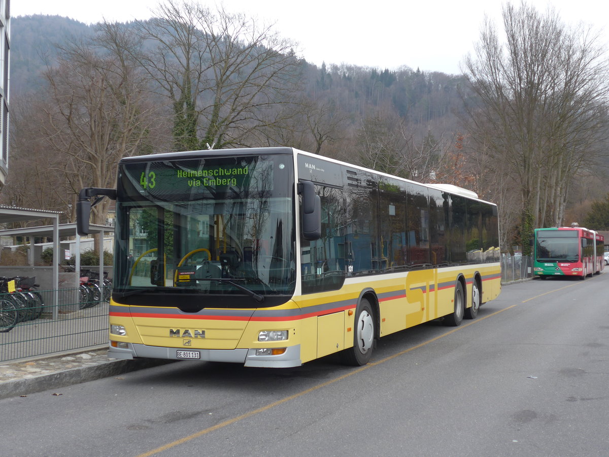 (169'225) - STI Thun - Nr. 131/BE 801'131 - MAN am 13. M�rz 2016 bei der Schiffl�ndte Thun