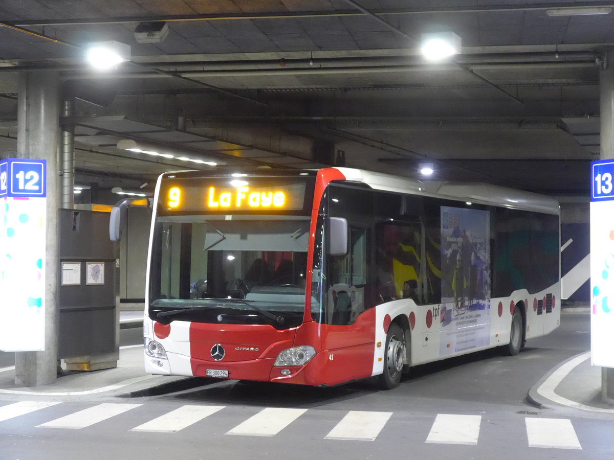 (169'244) - TPF Fribourg - Nr. 41/FR 300'294 - Mercedes am 13. M�rz 2016 in Fribourg, Busbahnhof