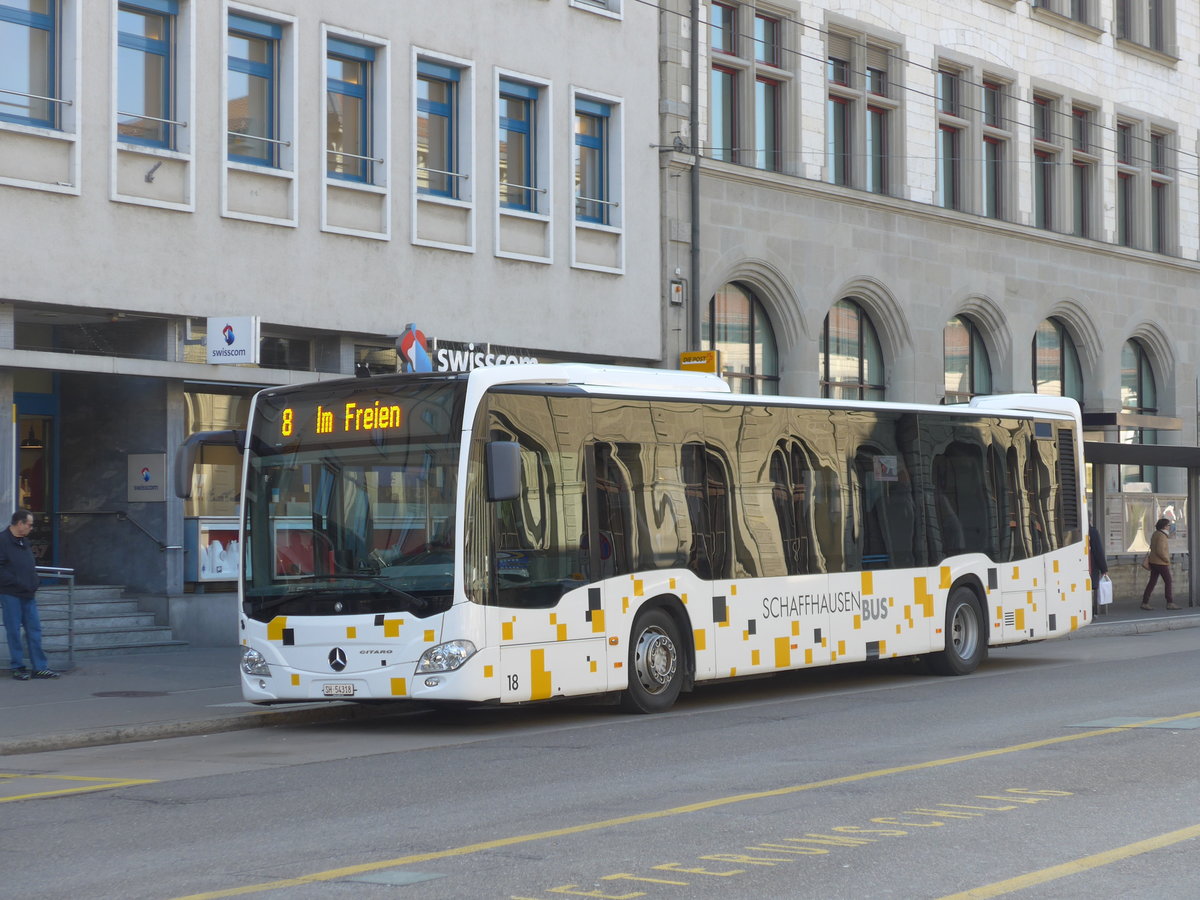 (169'258) - SB Schaffhausen - Nr. 18/SH 54'318 - Mercedes am 19. M�rz 2016 beim Bahnhof Schaffhausen