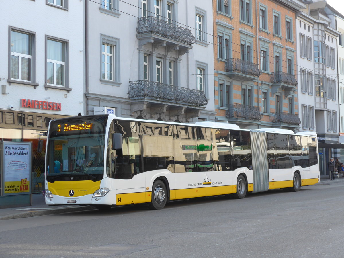 (169'260) - VBSH Schaffhausen - Nr. 14/SH 38'014 - Mercedes am 19. M�rz 2016 beim Bahnhof Schaffhausen