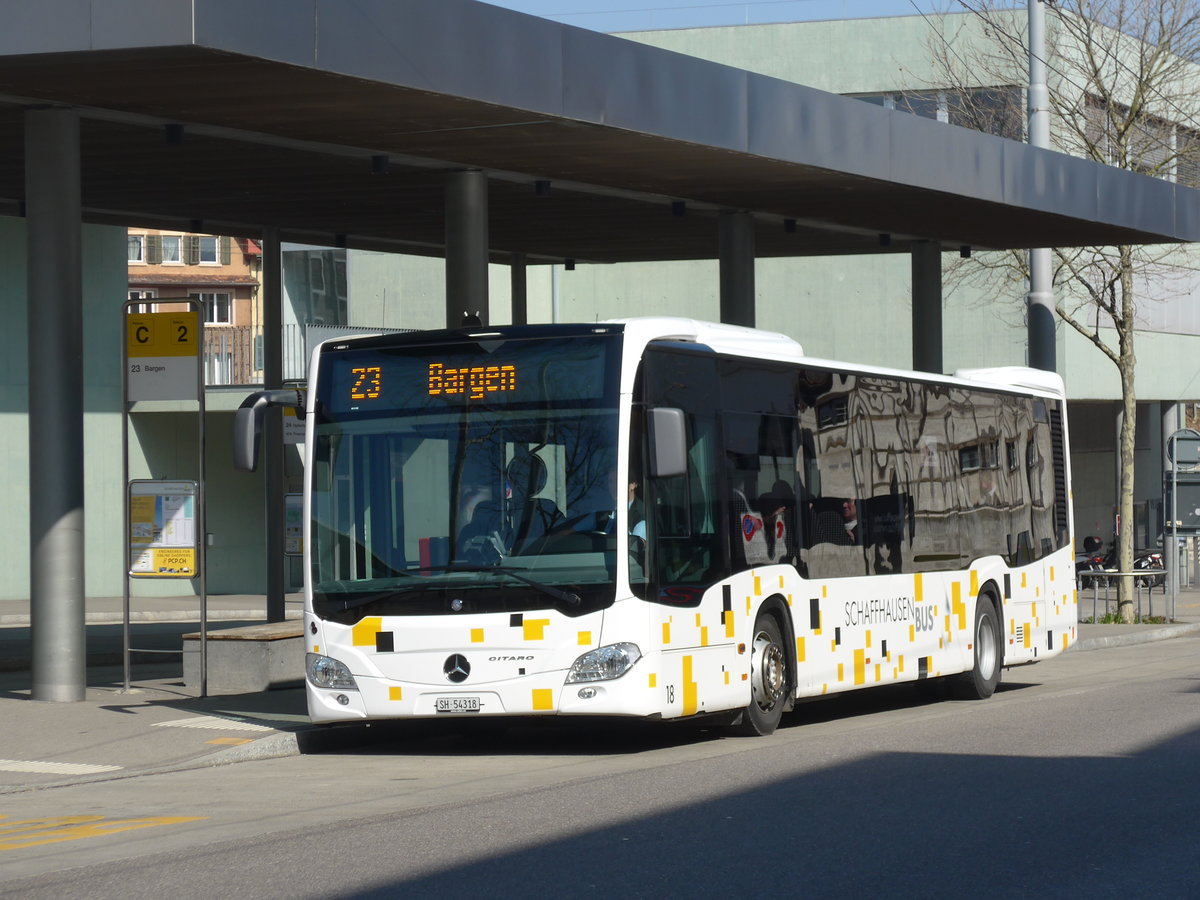 (169'279) - SB Schaffhausen - Nr. 18/SH 54'318 - Mercedes am 19. M�rz 2016 beim Bahnhof Schaffhausen