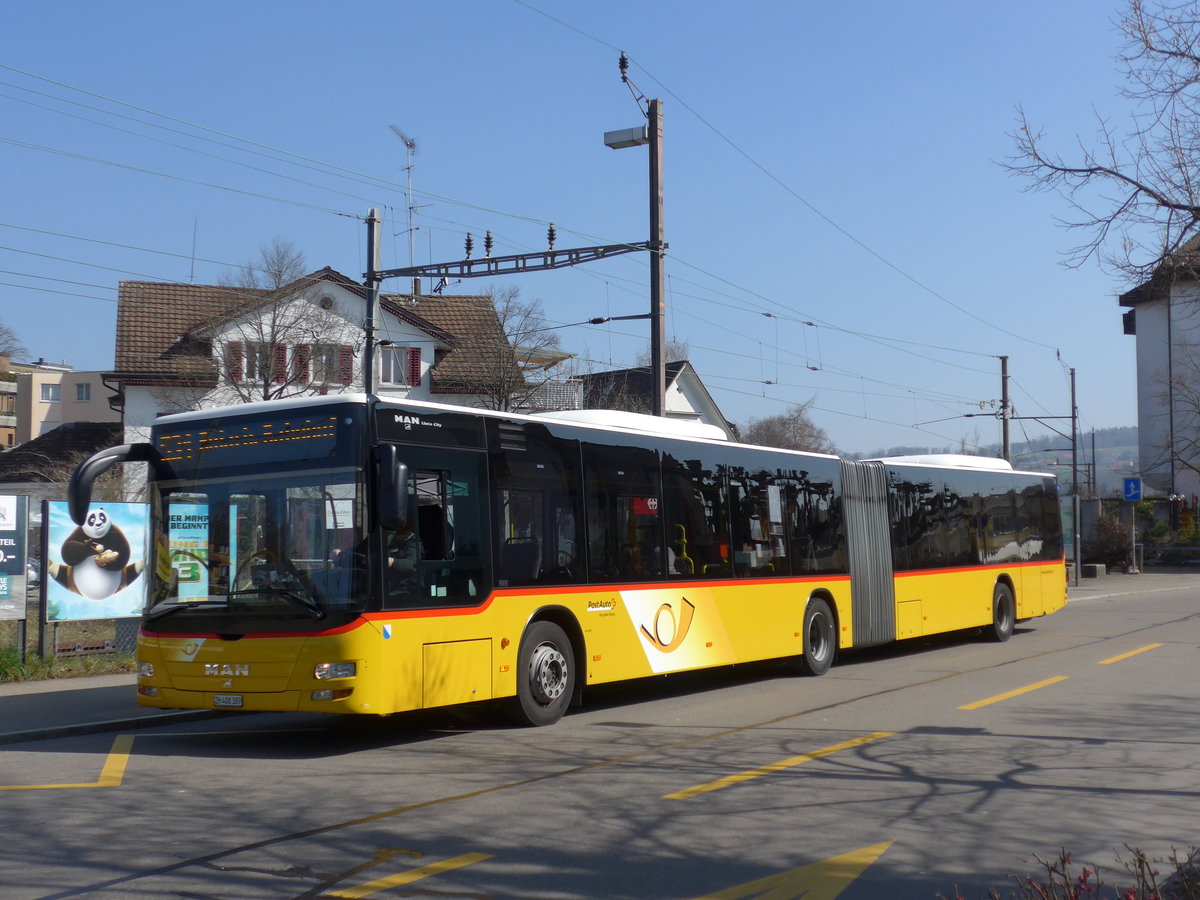 (169'315) - PostAuto Z�rich - Nr. 262/ZH 408'389 - MAN am 19. M�rz 2016 beim Bahnhof B�lach