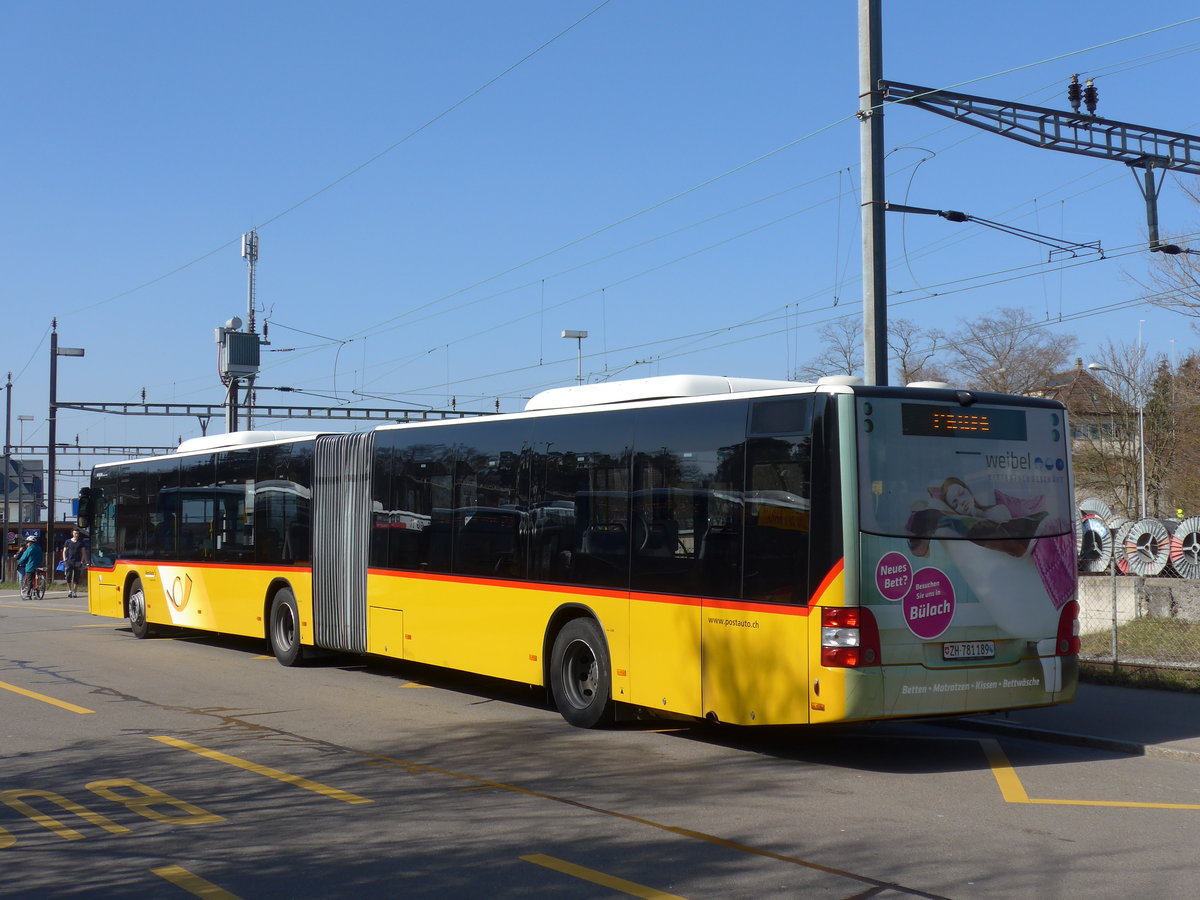 (169'339) - PostAuto Z�rich - Nr. 257/ZH 781'189 - MAN am 19. M�rz 2016 beim Bahnhof B�lach
