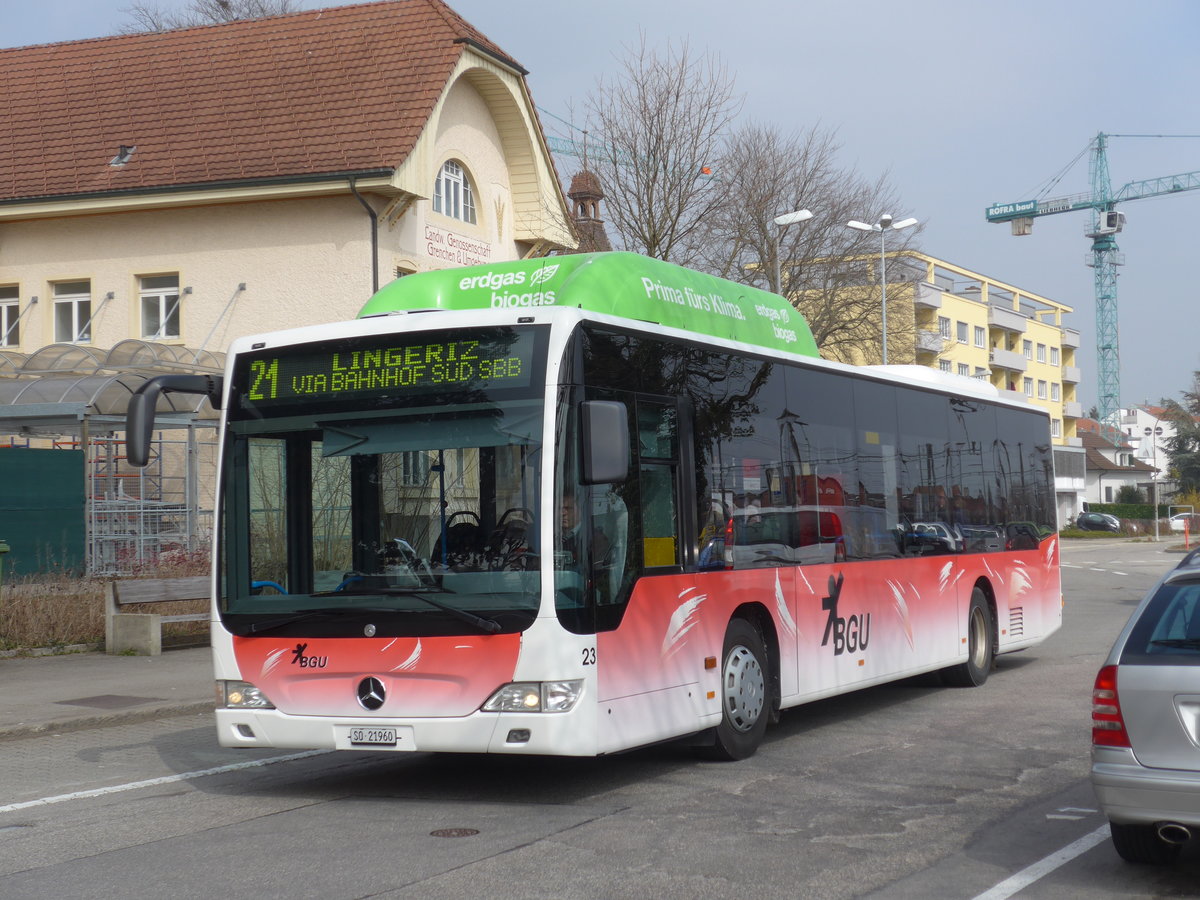 (169'389) - BGU Grenchen - Nr. 23/SO 21'960 - Mercedes am 21. M�rz 2016 beim Bahnhof Grenchen S�d