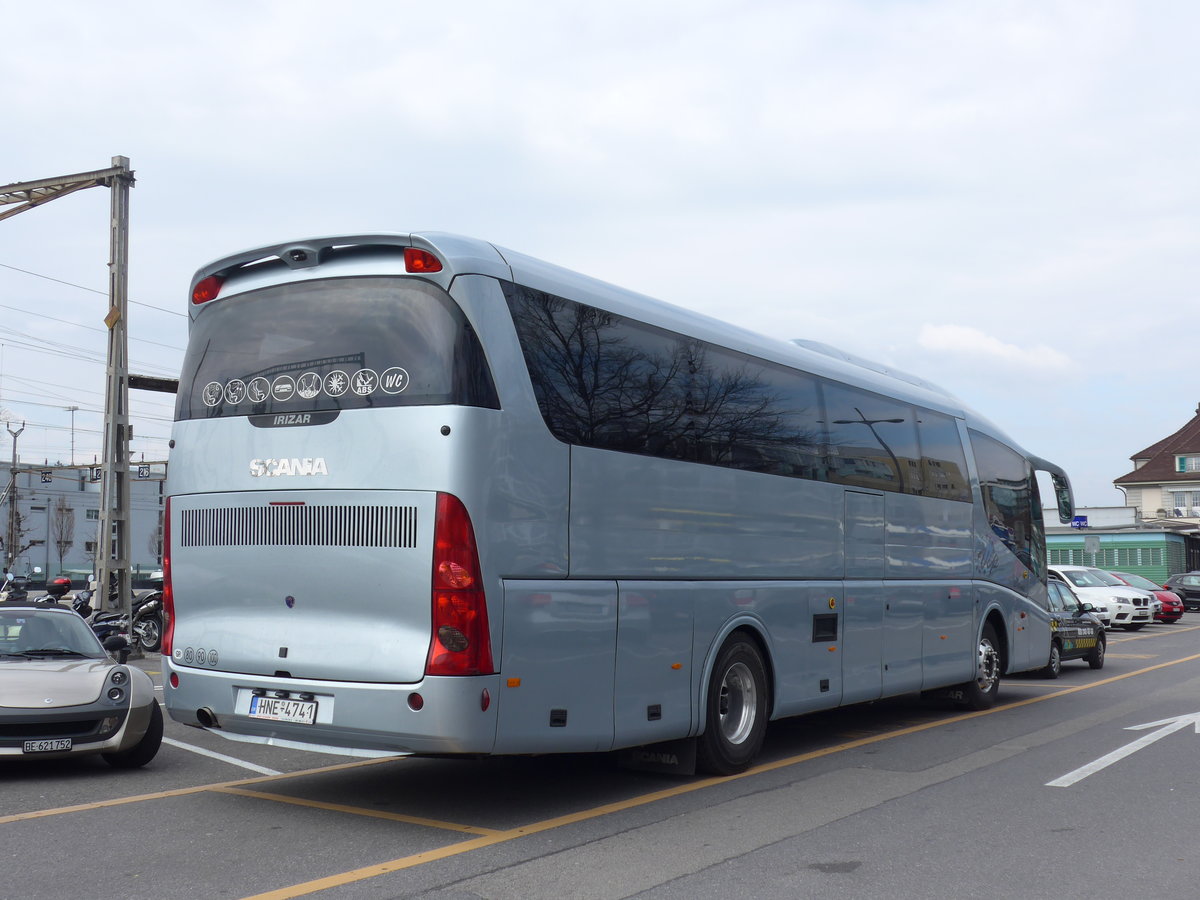 (169'422) - Aus Griechenland: ??? - HNE-4741 - Scania/Irizar am 23. M�rz 2016 in Thun, CarTerminal