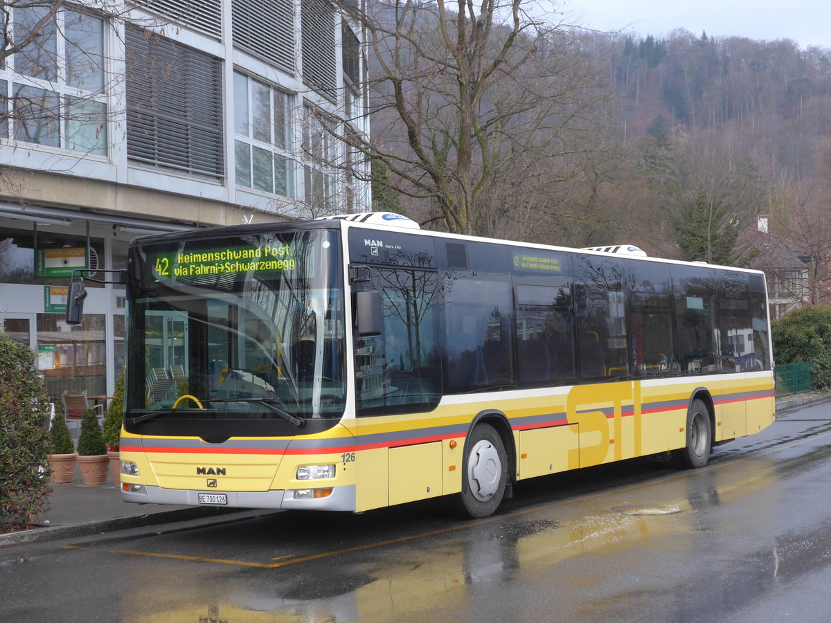 (169'509) - STI Thun - Nr. 126/BE 700'126 - MAN am 25. M�rz 2016 bei der Schiffl�ndte Thun