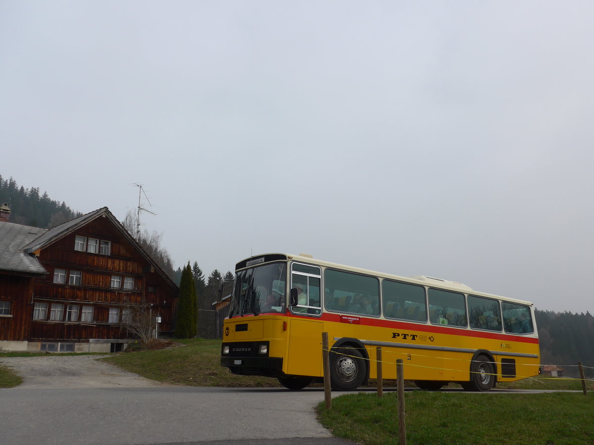 (169'639) - Bernair, M�nsingen - BE 651'182 - Saurer/T�scher (ex Schebath, Lauerz; ex Albin, F�llanden; ex Heim, Flums) am 2. April 2016 bei Teufen