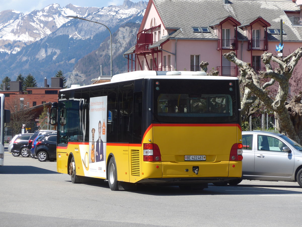 (169'840) - AVG Meiringen - Nr. 61/BE 422'461 - MAN/G�ppel am 11. April 2016 beim Bahnhof Meiringen