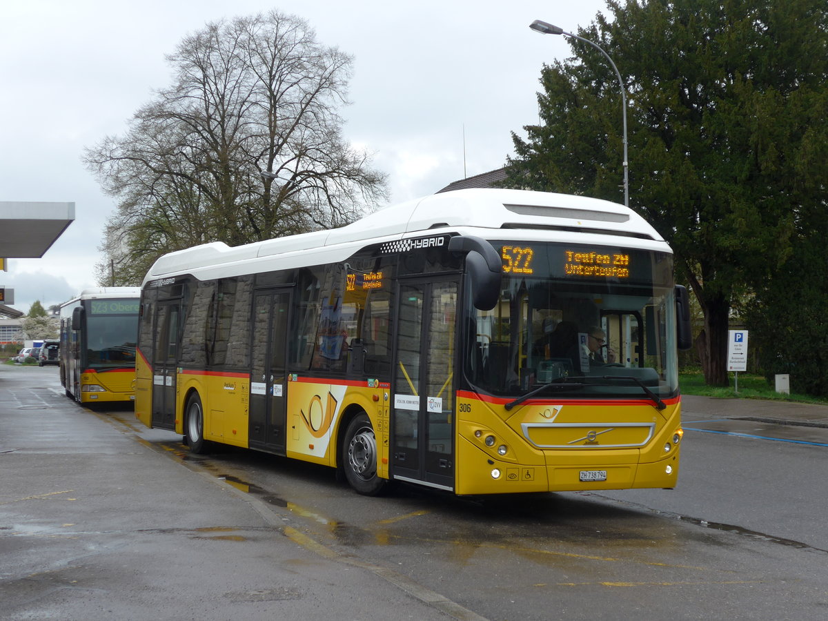 (169'985) - PostAuto Z�rich - Nr. 306/ZH 738'794 - Volvo am 14. April 2016 beim Bahnhof Embrach-Rorbas