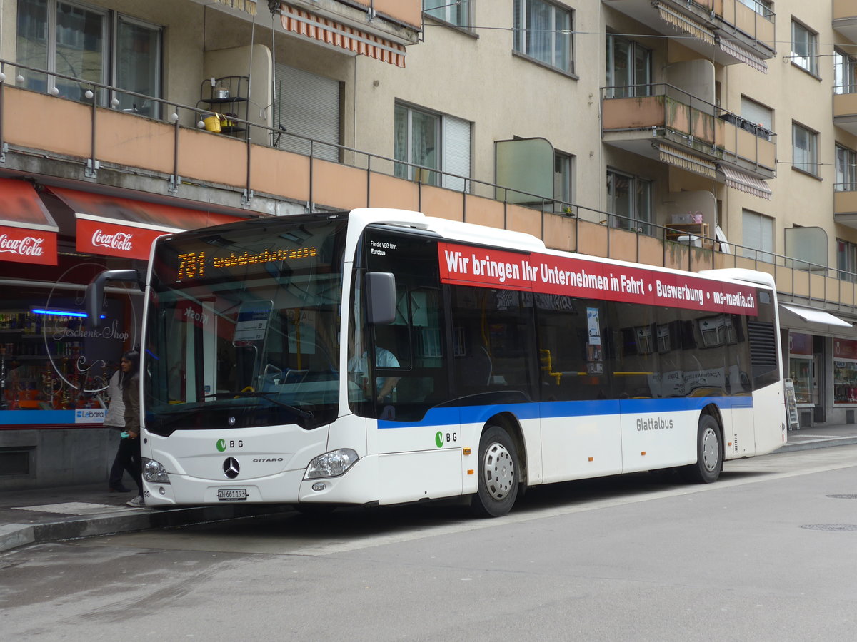 (170'001) - Welti-Furrer, Bassersdorf - Nr. 93/ZH 661'193 - Mercedes am 14. April 2016 beim Bahnhof Z�rich-Oerlikon