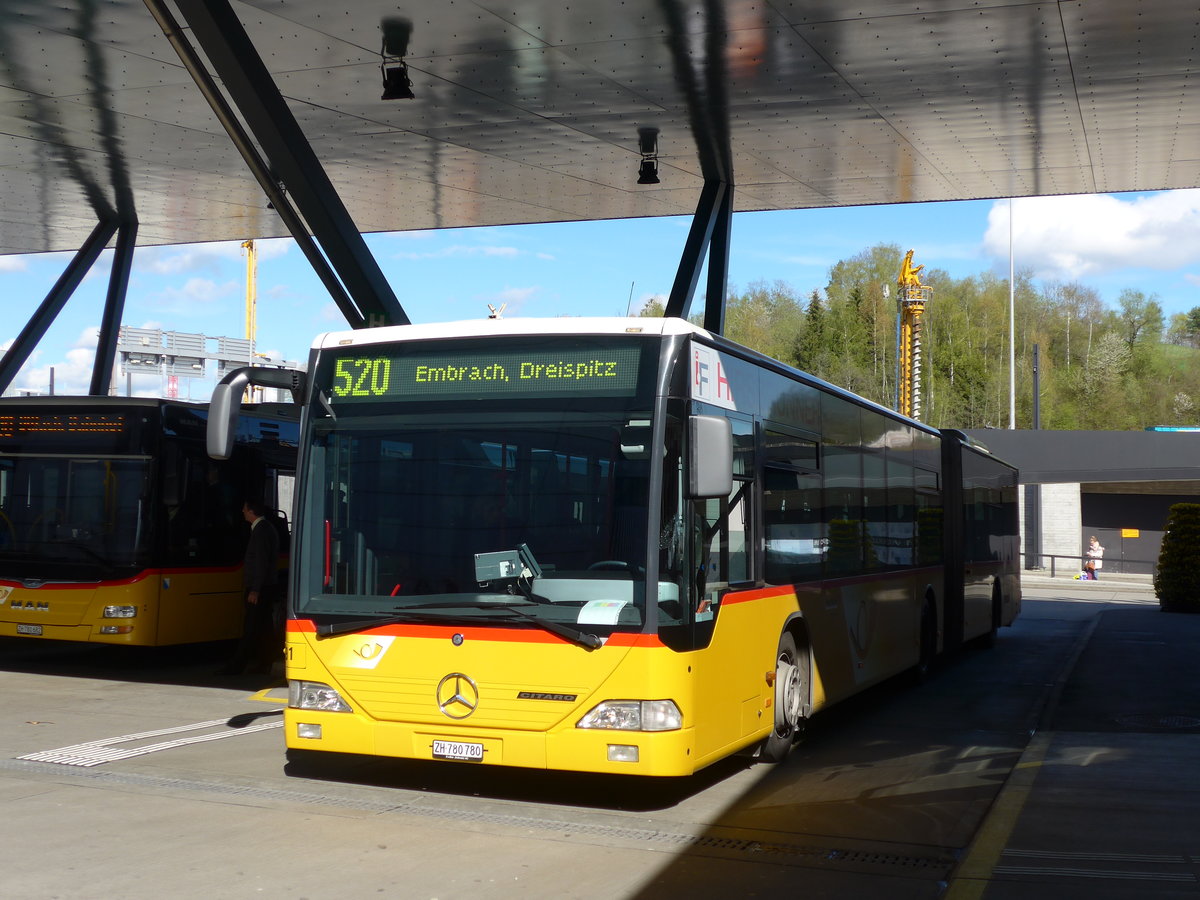 (170'060) - PostAuto Z�rich - Nr. 191/ZH 780'780 - Mercedes (ex Nr. 29) am 14. April 2016 in Z�rich, Flughafen