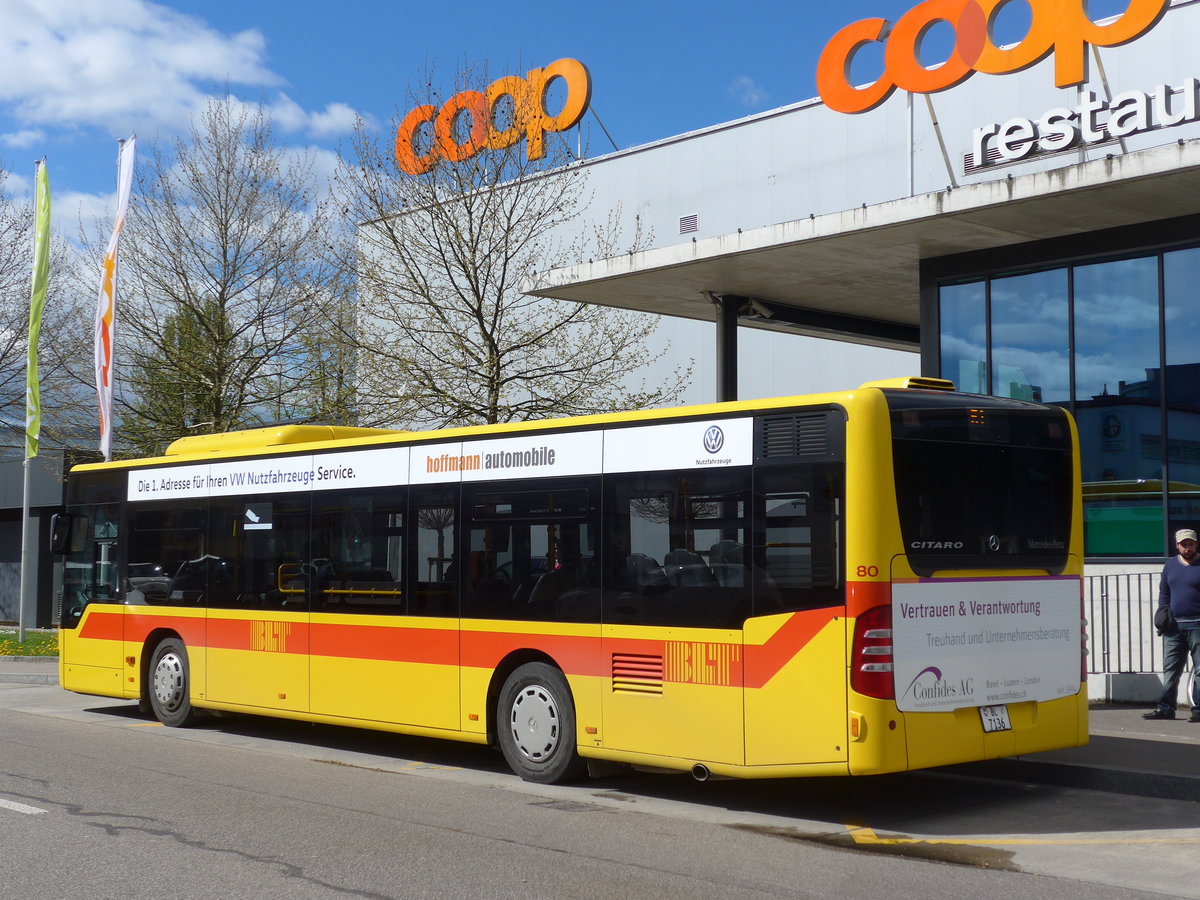 (170'102) - BLT Oberwil - Nr. 80/BL 7136 - Mercedes am 16. April 2016 in Oberwil, H�slimatt