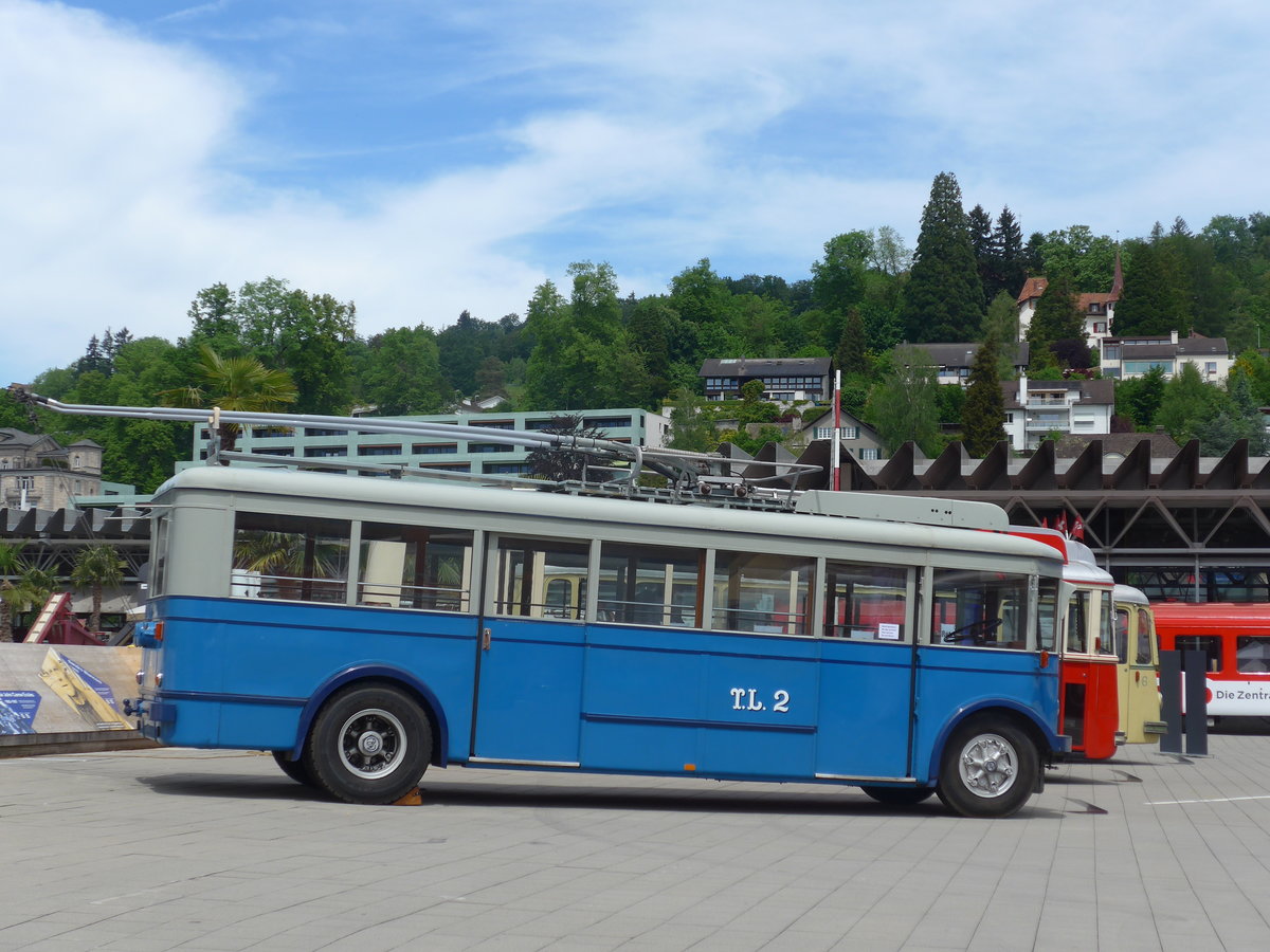 (171'333) - TL Lausanne (R�trobus) - Nr. 2 - FBW/Eggli Trolleybus (ex Nr. 3) am 22. Mai 2016 in Luzern, Verkehrshaus