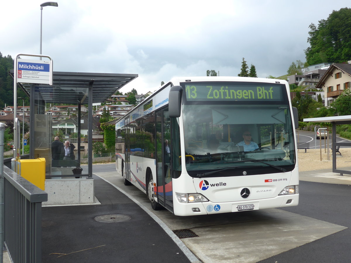 (171'624) - Limmat Bus, Dietikon - AG 370'315 - Mercedes (ex BDWM Bremgarten Nr. 15) am 4. Juni 2016 in M�hlethal, Milchh�sli