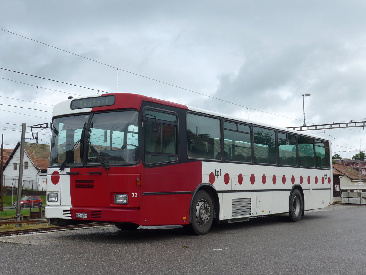 (171'800) - TPF Fribourg - Nr. 12/FR 300'309 - Volvo/Lauber (ex GFM Fribourg Nr. 12) am 13. Juni 2016 beim Bahnhof Ch�tel-St-Denis