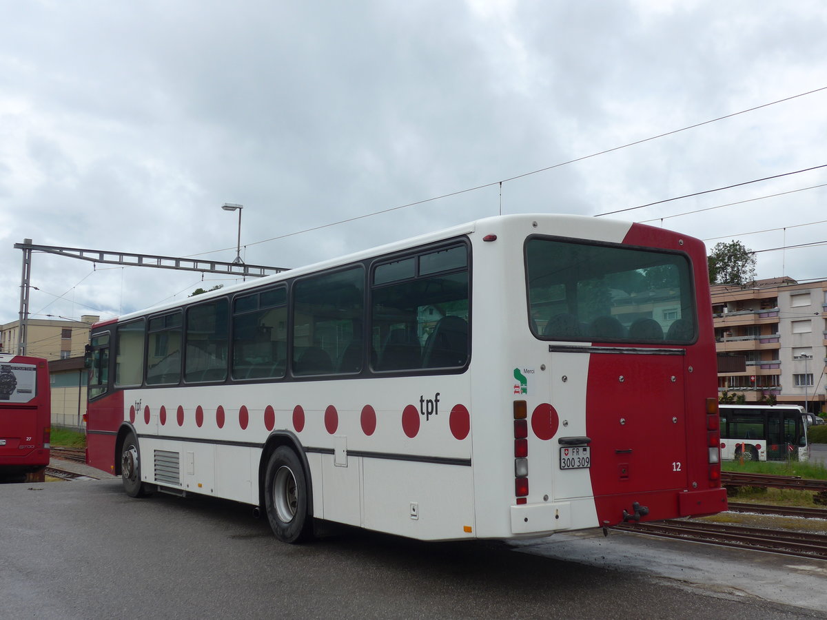 (171'801) - TPF Fribourg - Nr. 12/FR 300'309 - Volvo/Lauber (ex GFM Fribourg Nr. 12) am 13. Juni 2016 beim Bahnhof Ch�tel-St-Denis