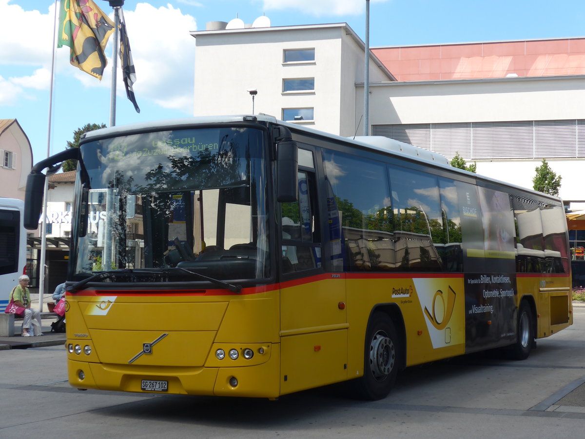 (172'659) - Schmidt, Oberb�ren - SG 267'102 - Volvo (ex PostAuto Ostschweiz) am 27. Juni 2016 beim Bahnhof Wil