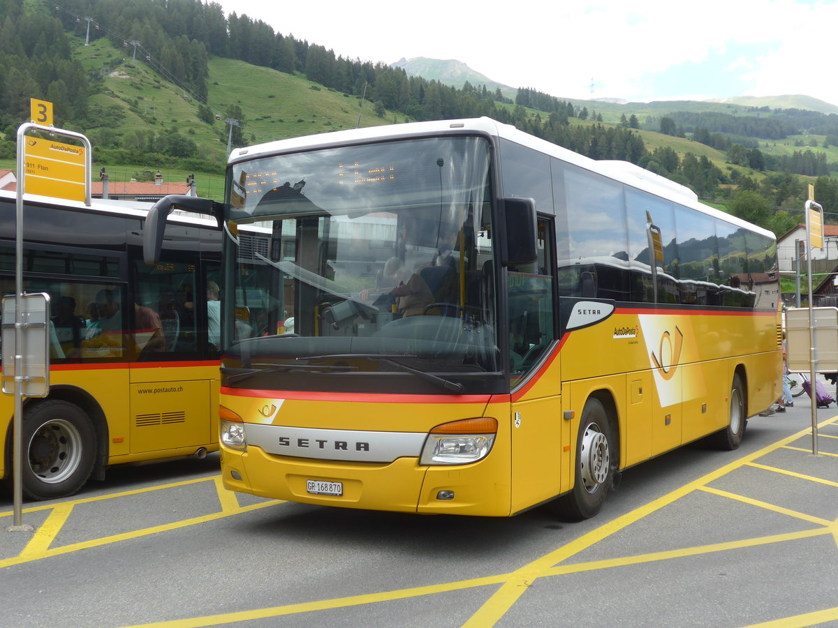 (173'348) - PostAuto Graub�nden - GR 168'870 - Setra (ex Heim, Flums) am 24. Juli 2016 beim Bahnhof Scuol-Tarasp