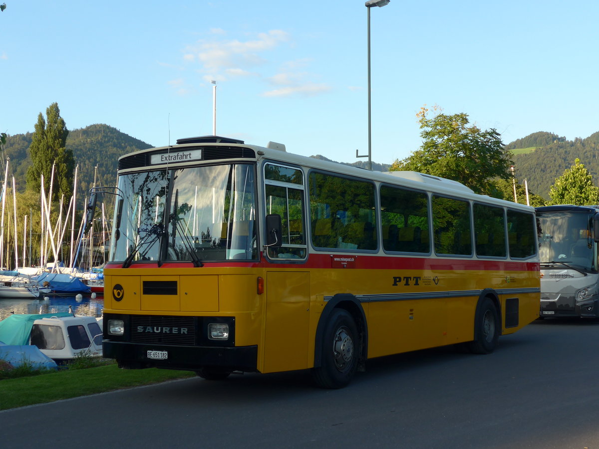 (173'891) - Bernair, M�nsingen - BE 651'182 - Saurer/T�scher (ex Schebath, Lauerz; ex Albin, F�llanden; ex Heim, Flums) am 13. August 2016 in Thun, Strandbad