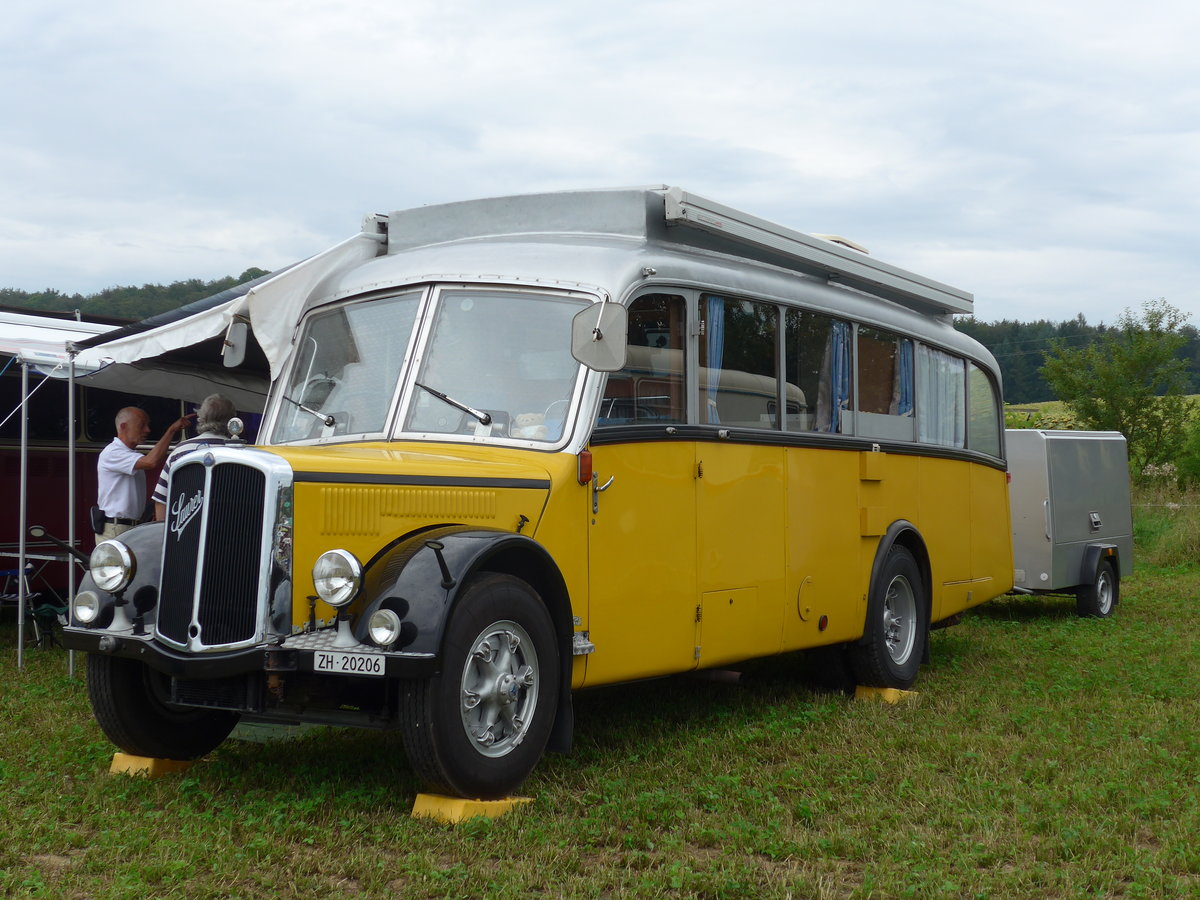 (173'998) - Aus der Schweiz: Langenegger A., W�denswil - ZH 20'206 - Saurer/Krapf (ex Tscharner, Thusis) am 20. August 2016 in B�singen, Bahnhof