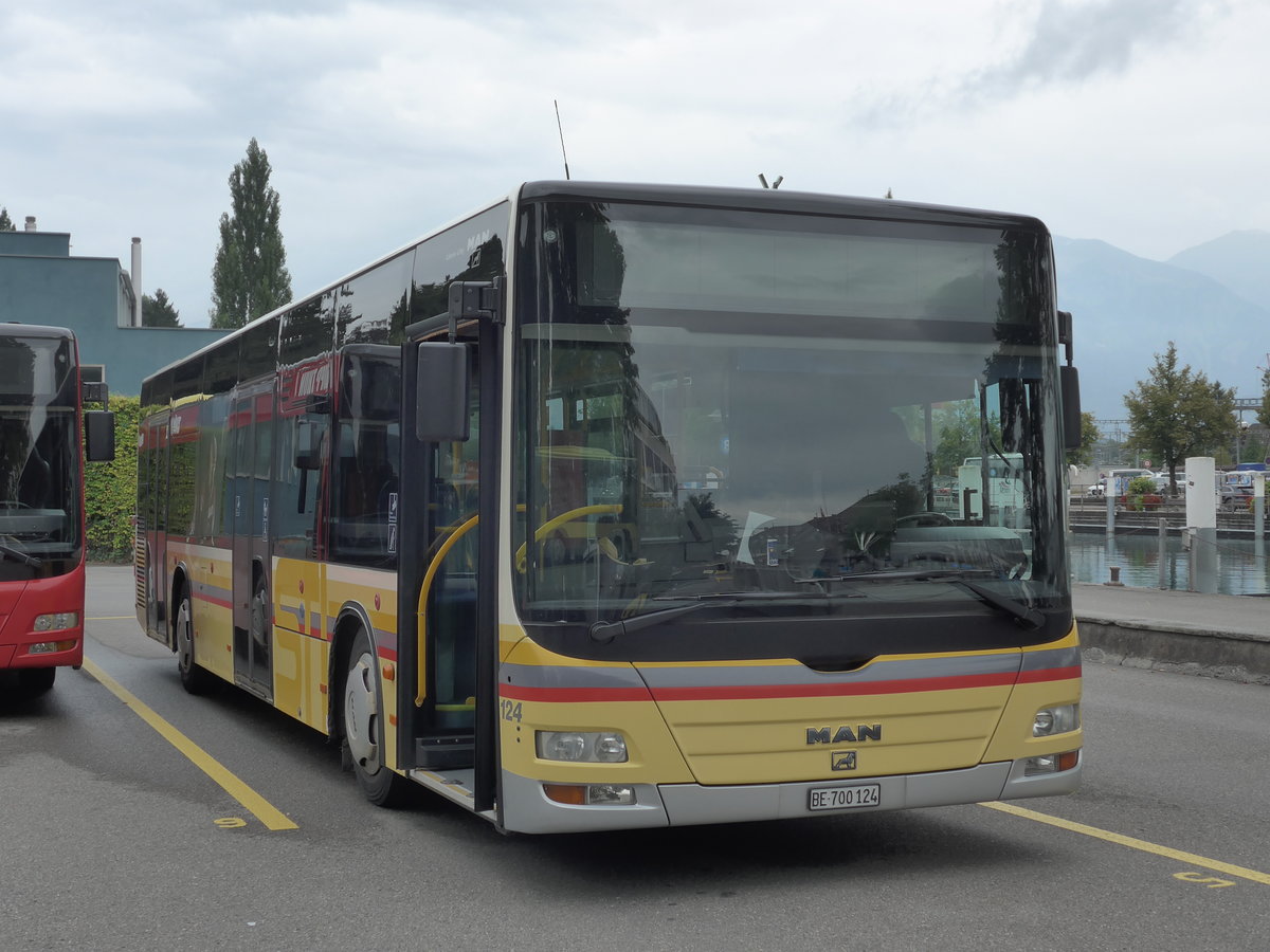 (174'113) - STI Thun - Nr. 124/BE 700'124 - MAN am 20. August 2016 bei der Schiffl�ndte Thun