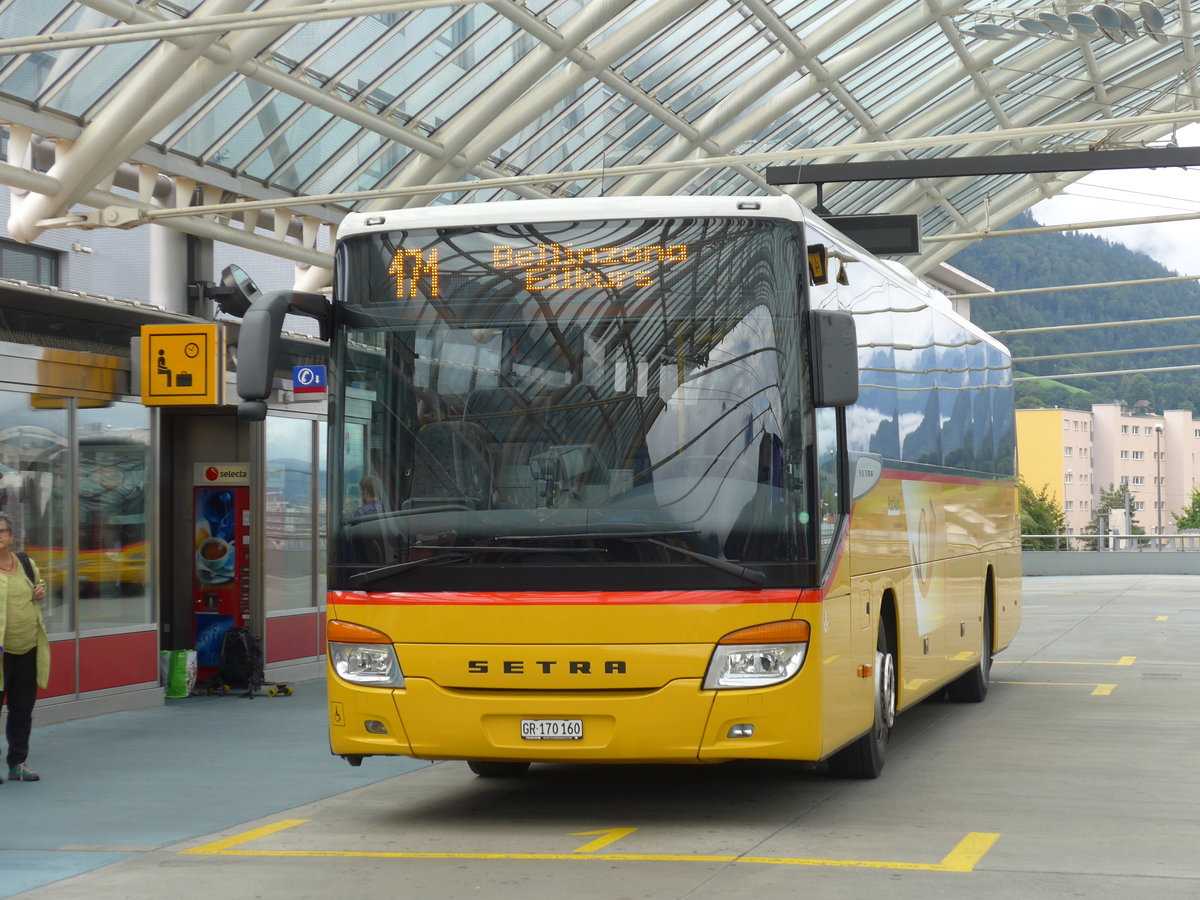 (174'142) - PostAuto Graub�nden - GR 170'160 - Setra am 21. August 2016 in Chur, Postautostation