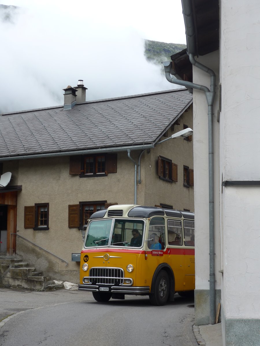 (174'164) - Tanner&Lambach, Reigoldswil - Nr. 2/BL 24'059 - FBW/R&J (ex Hunziker, R�schlikon; ex P 24'059; ex P 21'559) am 21. August 2016 in Innerferrera (Teilaufnahme)