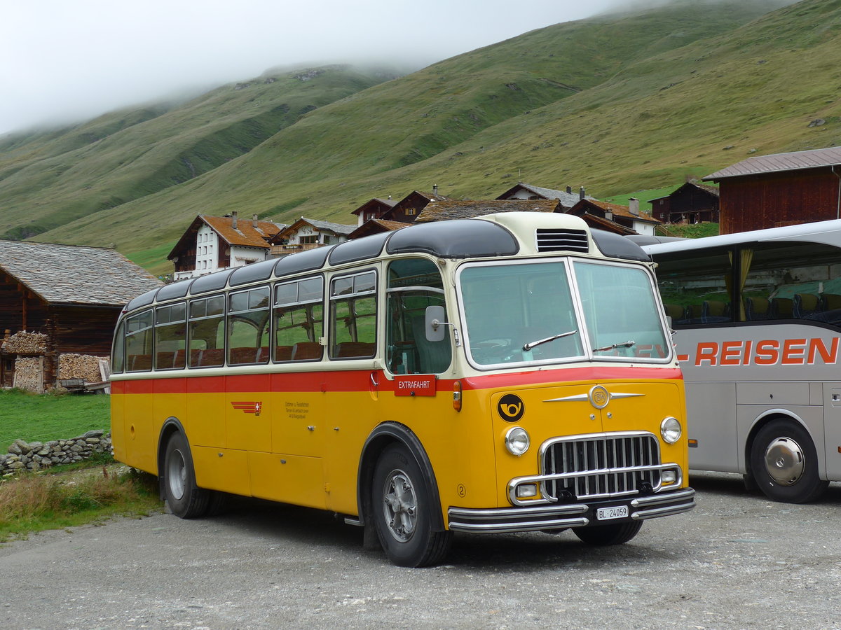 (174'197) - Tanner&Lambach, Reigoldswil - Nr. 2/BL 24'059 - FBW/R&J (ex Hunziker, R�schlikon; ex P 24'059; ex P 21'559) am 21. August 2016 in Juf