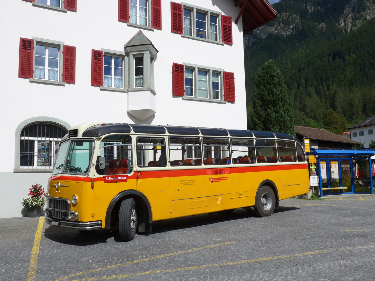 (174'240) - Tanner&Lambach, Reigoldswil - Nr. 2/BL 24'059 - FBW/R&J (ex Hunziker, R�schlikon; ex P 24'059; ex P 21'559) am 21. August 2016 in Andeer, Posta