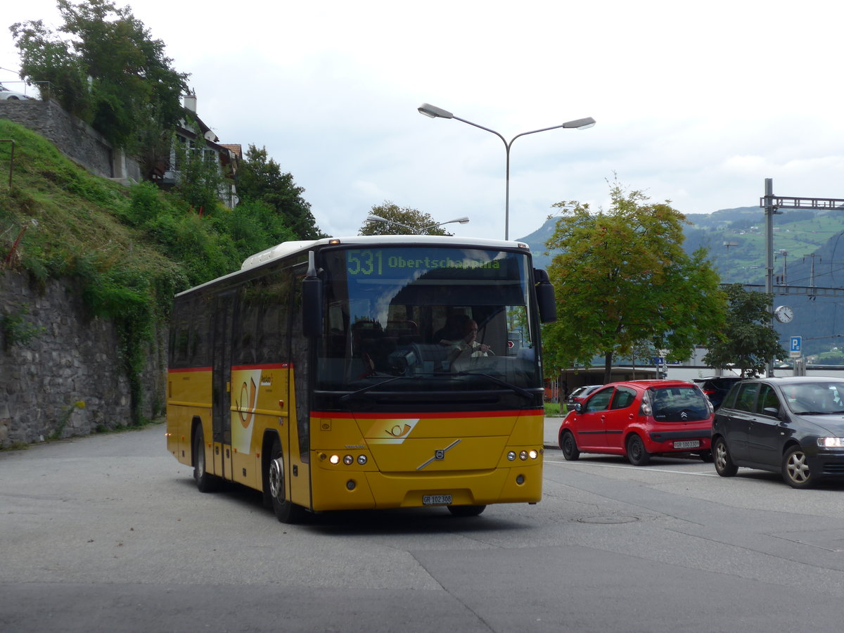 (174'256) - PostAuto Graub�nden - GR 102'308 - Volvo am 21. August 2016 in Thusis, Postautostation