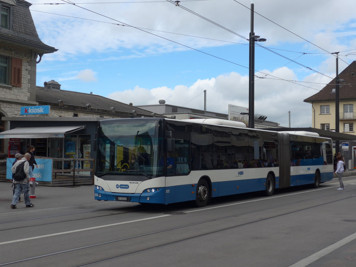 (174'633) - VBZ Z�rich - Nr. 522/ZH 726'522 - Neoplan am 5. September 2016 beim Bahnhof Z�rich-Oerlikon